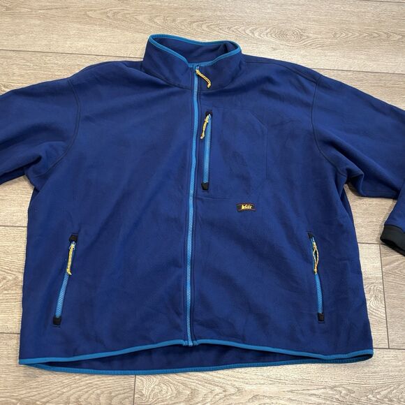 Vintage REI Jacket Mens XXL Blue Polartec Fleece Full Zip Outdoor 90s Retro Hike - Picture 1 of 9